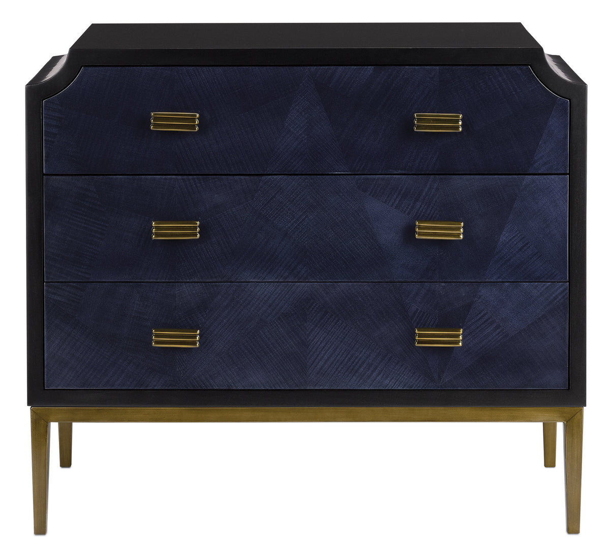 Currey and Company - 3000-0124 - Chest - Kallista Collection - Dark Sapphire/Caviar Black/Antique Brass
