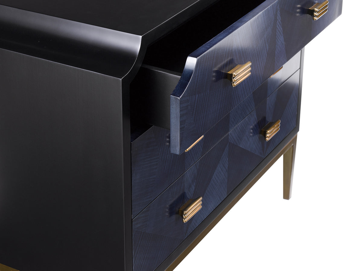 Currey and Company - 3000-0124 - Chest - Kallista Collection - Dark Sapphire/Caviar Black/Antique Brass