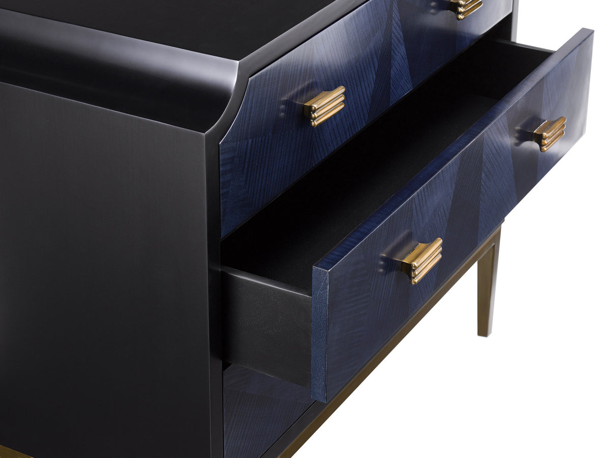 Currey and Company - 3000-0124 - Chest - Kallista Collection - Dark Sapphire/Caviar Black/Antique Brass