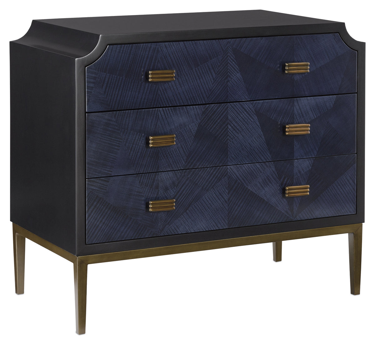 Currey and Company - 3000-0124 - Chest - Kallista Collection - Dark Sapphire/Caviar Black/Antique Brass