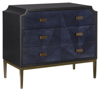 Currey and Company - 3000-0124 - Chest - Kallista Collection - Dark Sapphire/Caviar Black/Antique Brass