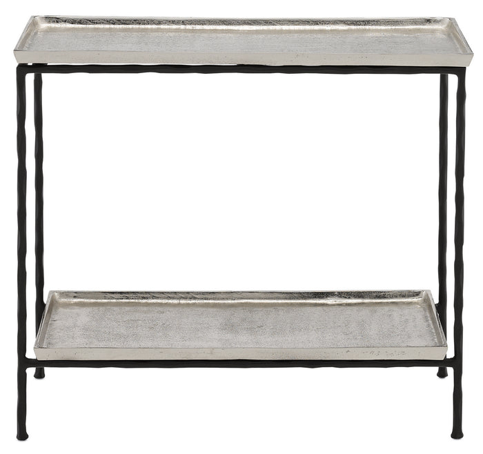 Currey and Company Side Table from the Boyles collection in Antique Silver/Black finish