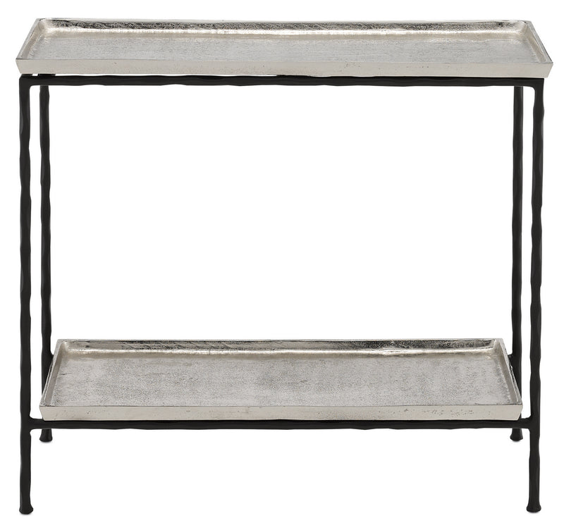 Currey and Company - 4000-0061 - Side Table - Boyles Collection - Antique Silver/Black