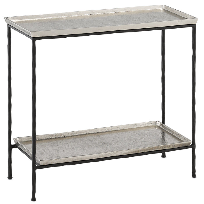 Currey and Company Side Table from the Boyles collection in Antique Silver/Black finish