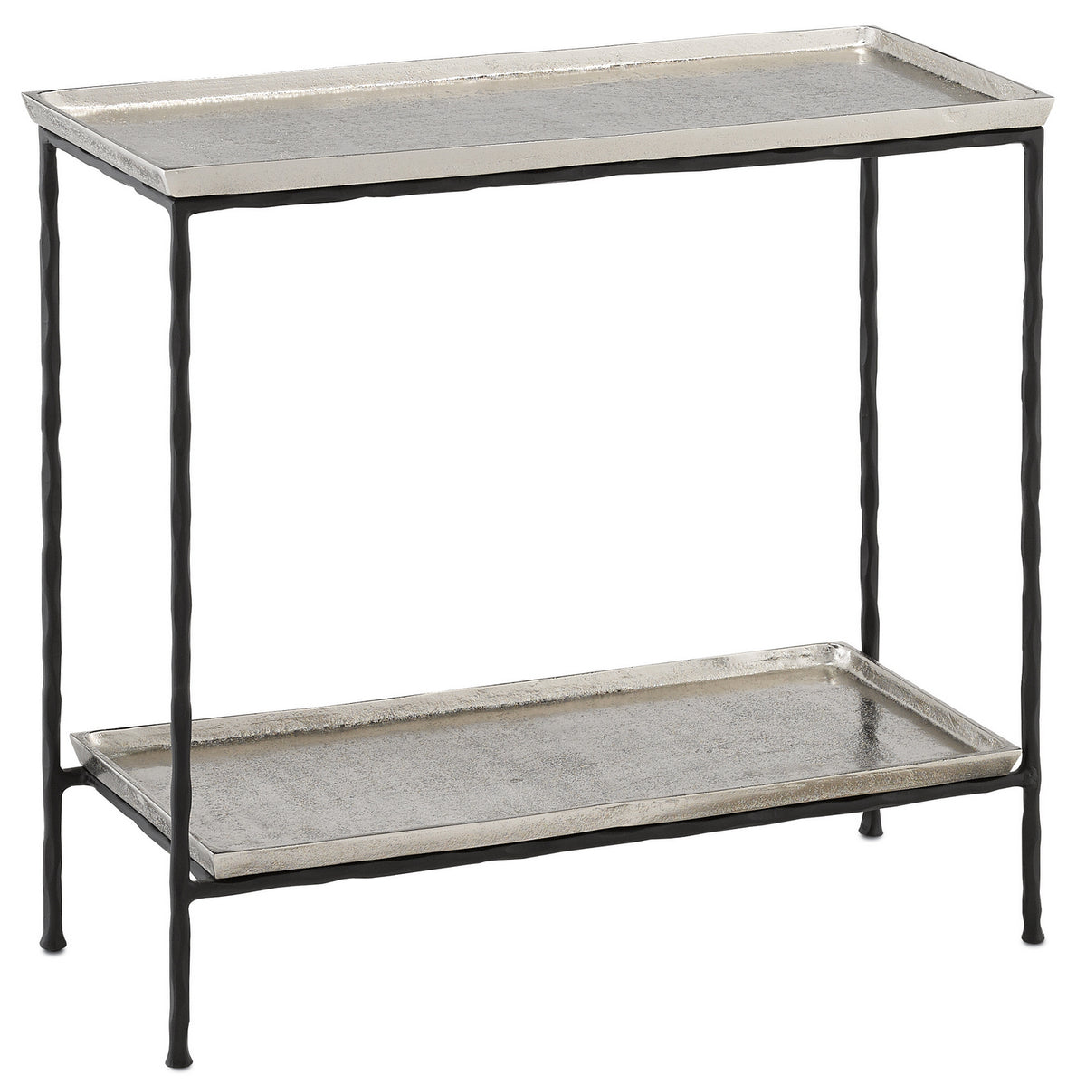 Currey and Company - 4000-0061 - Side Table - Boyles Collection - Antique Silver/Black