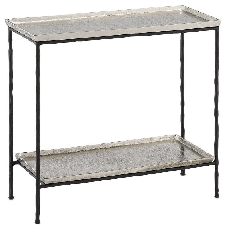 Currey and Company - 4000-0061 - Side Table - Boyles Collection - Antique Silver/Black