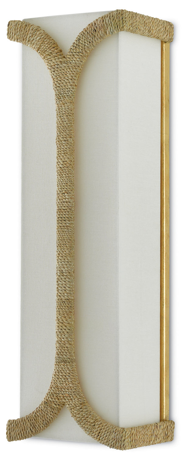 Currey and Company Two Light Wall Sconce from the Carthay collection in Natural/Dark Contemporary Gold Leaf finish