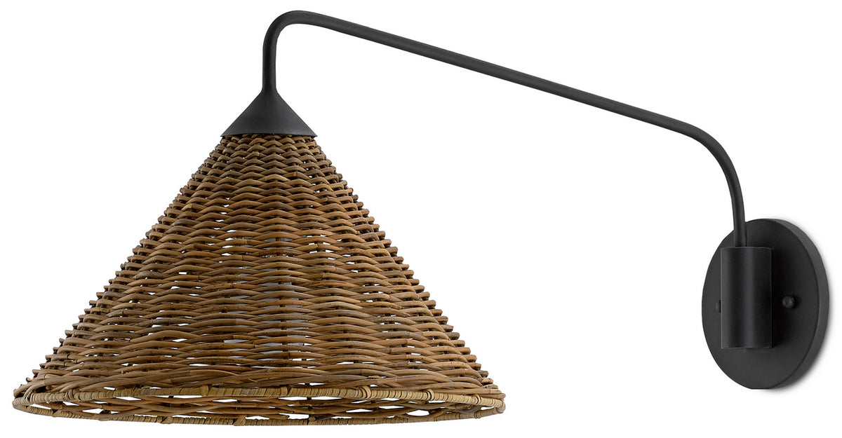 Currey and Company - 5000-0139 - One Light Wall Sconce - Basket - Natural/Blacksmith
