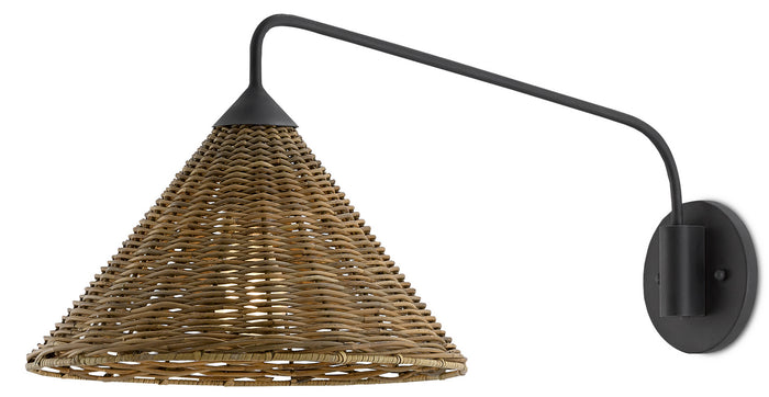 Currey and Company One Light Wall Sconce from the Basket collection in Blacksmith/Natural finish