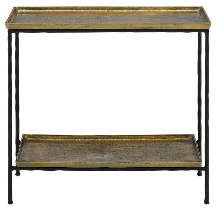 Currey and Company Side Table from the Boyles collection in Antique Brass/Black finish