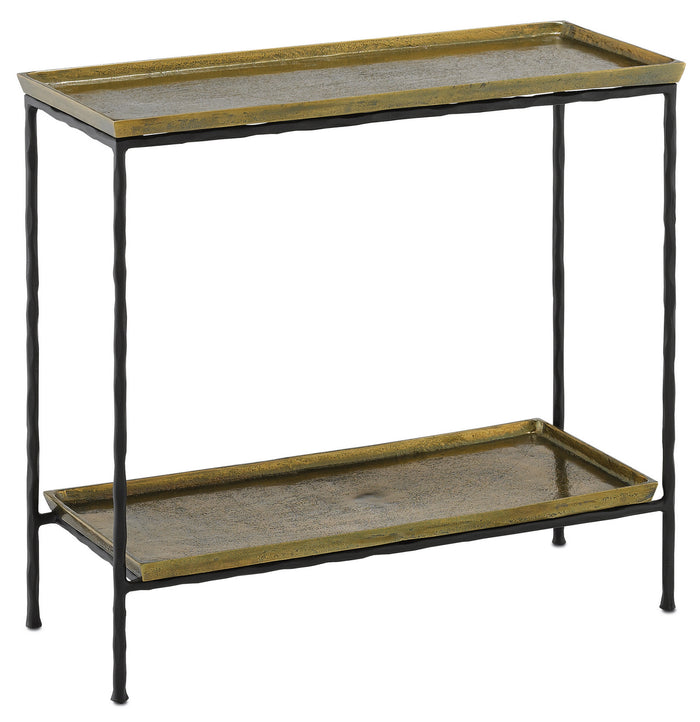 Currey and Company Side Table from the Boyles collection in Antique Brass/Black finish