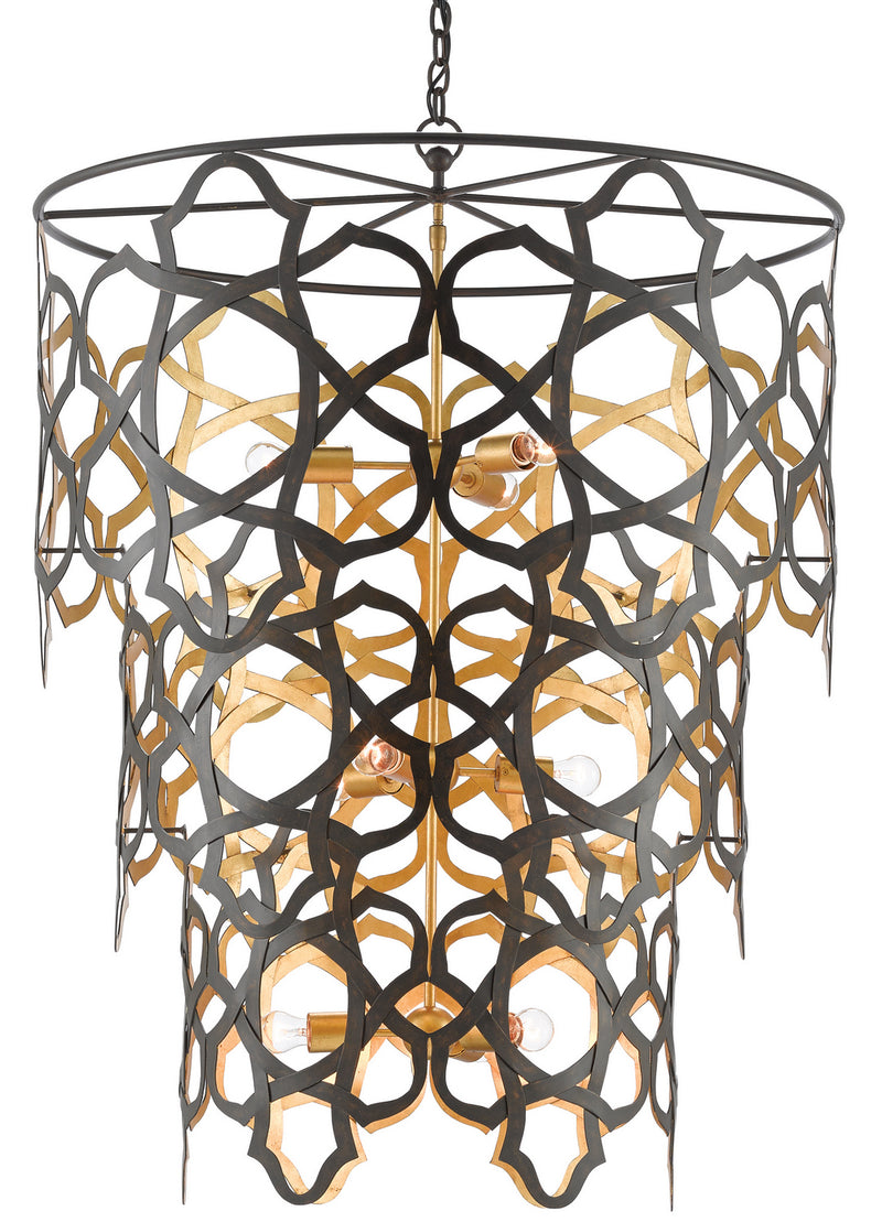 Currey and Company - 9000-0381 - Nine Light Chandelier - Mauresque Collection - Bronze Gold/Contemporary Gold Leaf