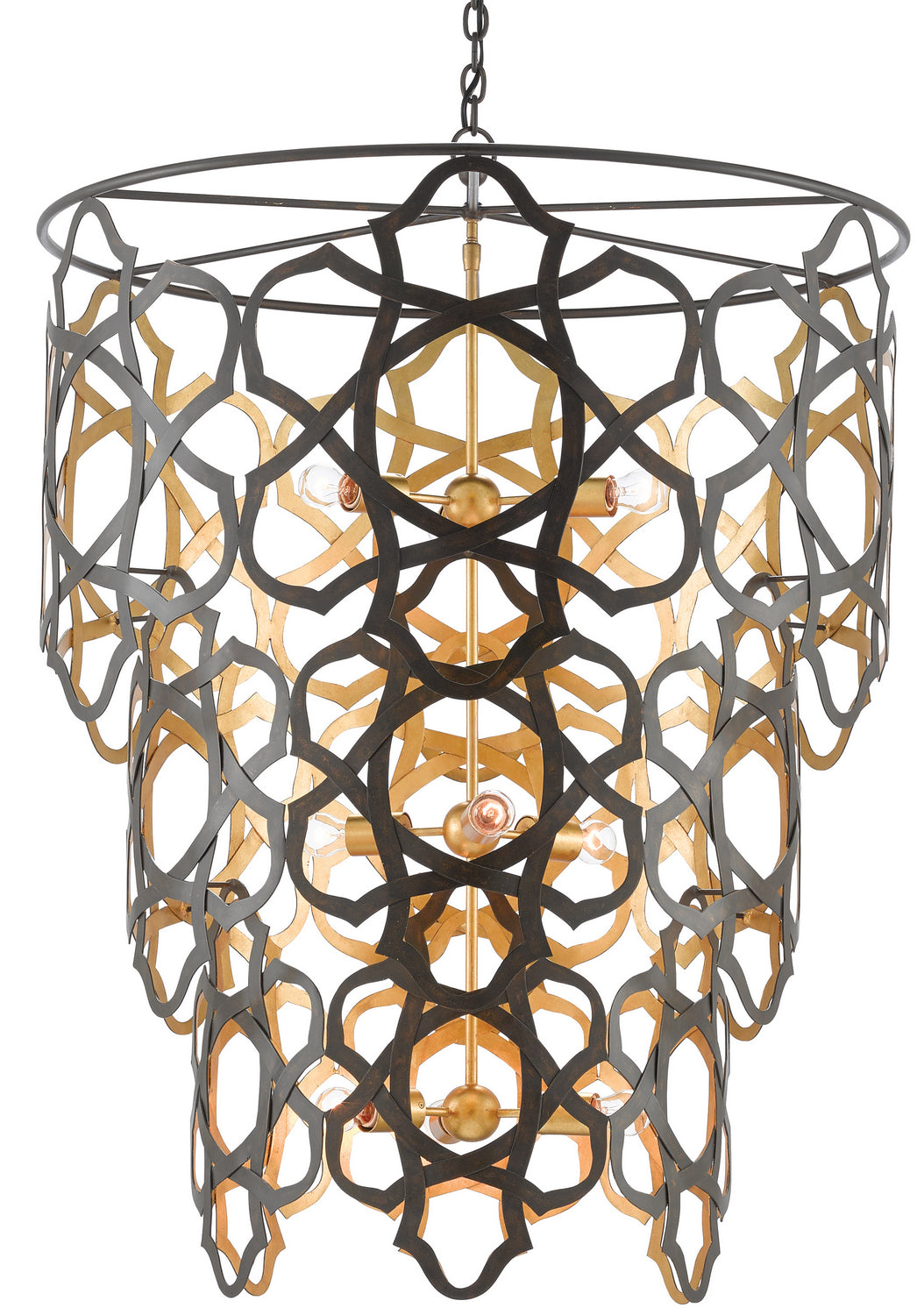 Currey and Company - 9000-0381 - Nine Light Chandelier - Mauresque Collection - Bronze Gold/Contemporary Gold Leaf