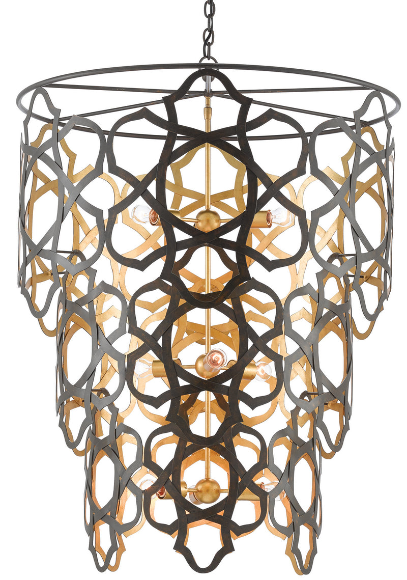 Currey and Company - 9000-0381 - Nine Light Chandelier - Mauresque Collection - Bronze Gold/Contemporary Gold Leaf