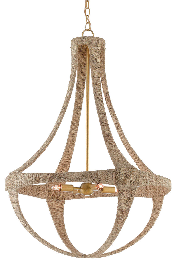 Currey and Company Four Light Chandelier from the Ibiza collection in Natural/Dark Contemporary Gold Leaf finish