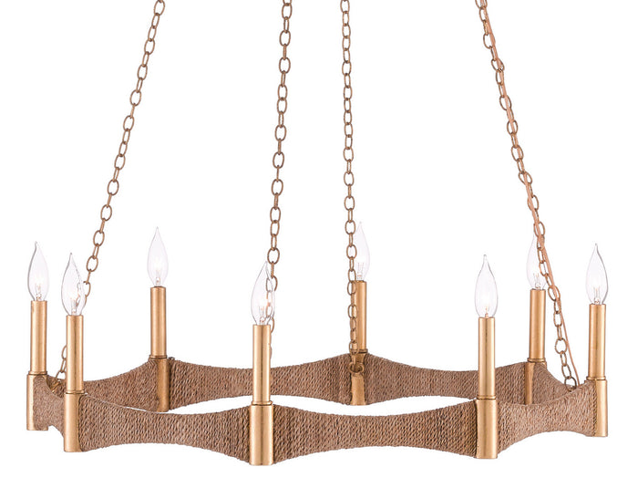 Currey and Company Eight Light Chandelier from the Mallorca collection in Natural/Dark Contemporary Gold Leaf finish