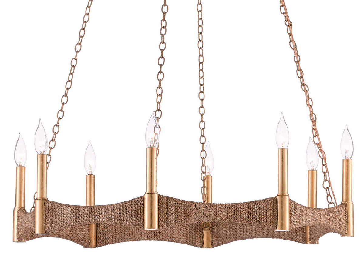 Currey and Company - 9000-0402 - Eight Light Chandelier - Mallorca Chandelier - Natural/Dark Contemporary Gold Leaf