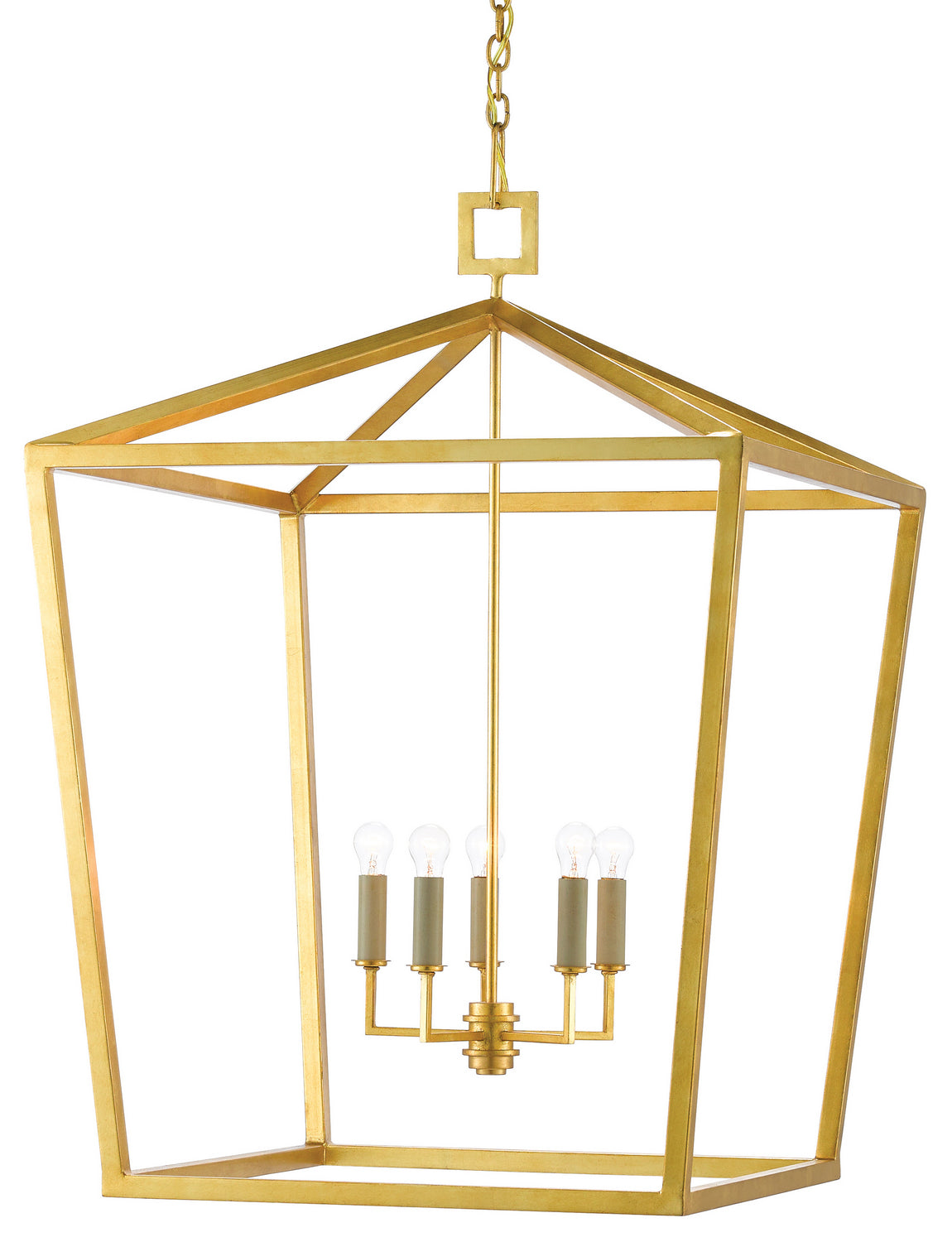 Currey and Company - 9000-0404 - Five Light Lantern - Denison Collection - Contemporary Gold Leaf