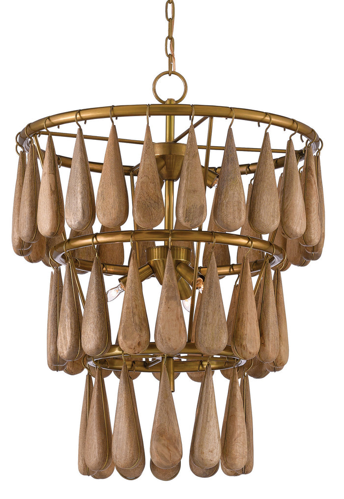 Currey and Company Seven Light Chandelier from the Savoiardi collection in Vintage Brass/Natural finish