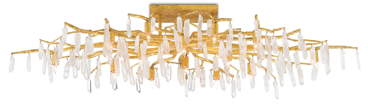 Currey and Company - 9000-0423 - 14 Light Semi-Flush Mount - Forest Light Collection - Washed Lucerne Gold/Natural
