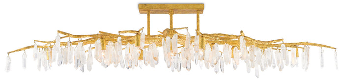 Currey and Company 14 Light Semi-Flush Mount from the Aviva Stanoff collection in Washed Lucerne Gold/Natural finish