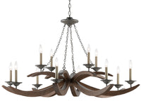 Currey and Company - 9000-0433 - 12 Light Chandelier - Burnt Wood/Antique Galvanize