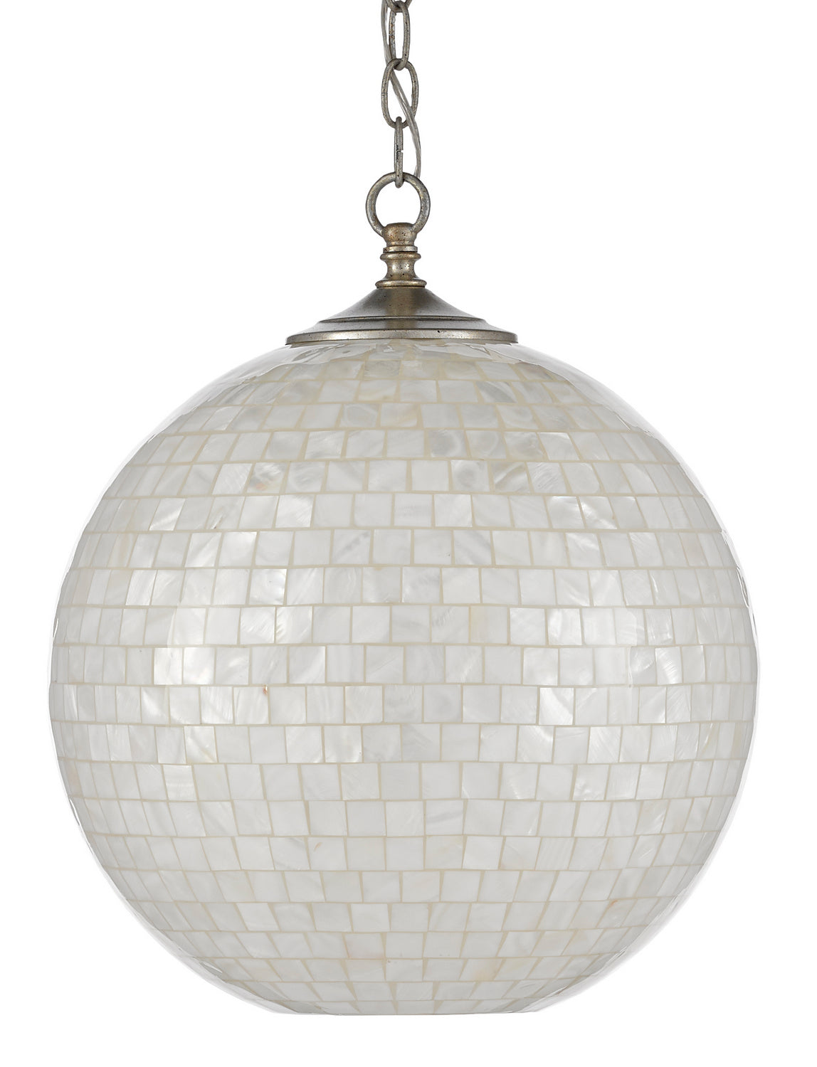 Currey and Company - 9000-0435 - One Light Pendant - Finhorn Collection - Pearl/Antique Silver Leaf