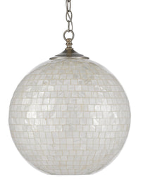 Currey and Company - 9000-0435 - One Light Pendant - Finhorn Collection - Pearl/Antique Silver Leaf