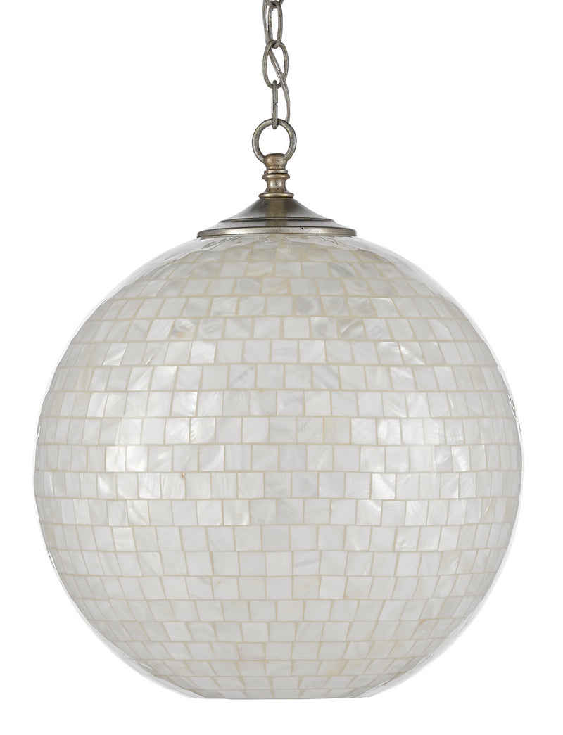 Currey and Company - 9000-0435 - One Light Pendant - Finhorn Collection - Pearl/Antique Silver Leaf