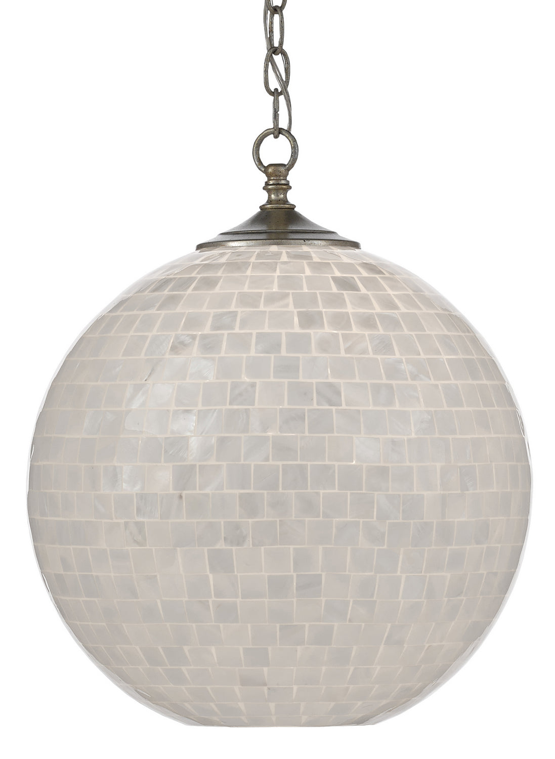 Currey and Company - 9000-0435 - One Light Pendant - Finhorn Collection - Pearl/Antique Silver Leaf