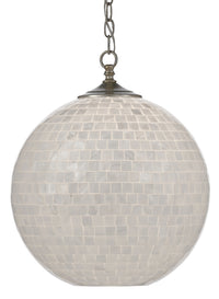 Currey and Company - 9000-0435 - One Light Pendant - Finhorn Collection - Pearl/Antique Silver Leaf
