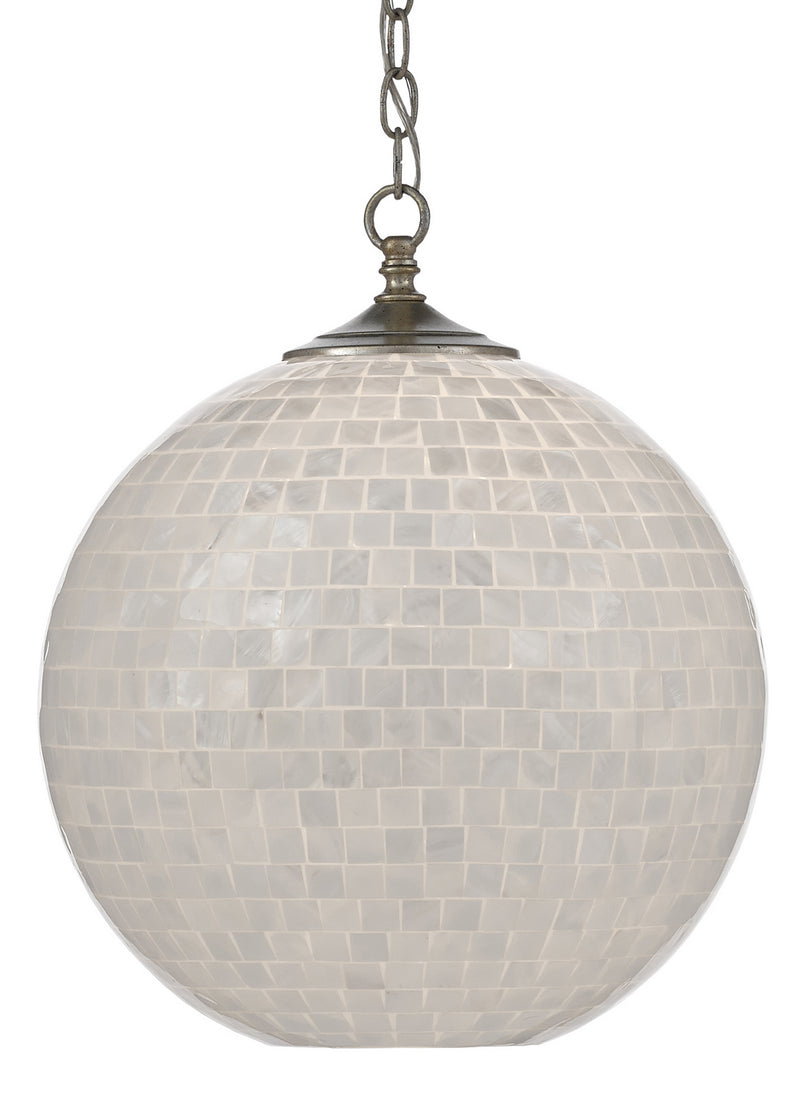 Currey and Company - 9000-0435 - One Light Pendant - Finhorn Collection - Pearl/Antique Silver Leaf