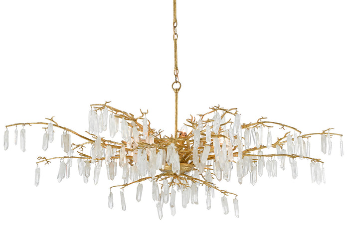 Currey and Company Eight Light Chandelier from the Aviva Stanoff collection in Washed Lucerne Gold/Natural finish