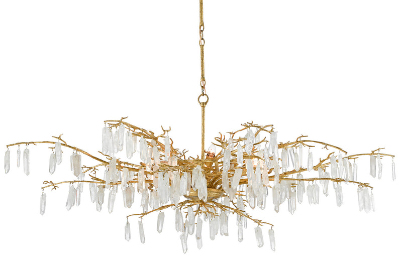 Currey and Company - 9000-0438 - Eight Light Chandelier - Forest Dawn Collection - Washed Lucerne Gold/Natural