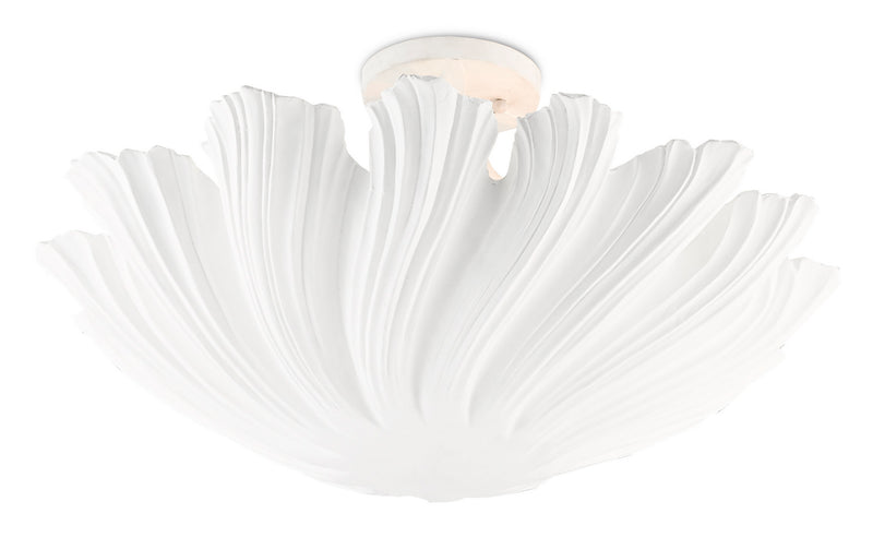 Currey and Company - 9000-0466 - Three Light Semi-Flush Mount - Hadley Collection - Gesso White