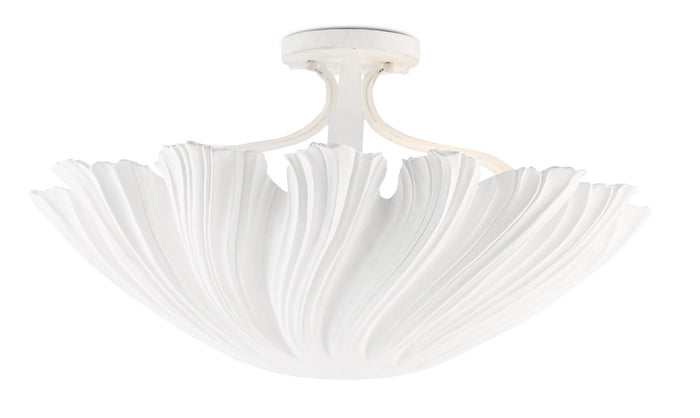 Currey and Company Three Light Semi-Flush Mount from the Hadley collection in Gesso White finish