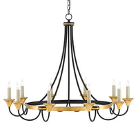 Currey and Company - 9000-0474 - Ten Light Chandelier - Washed Black/Contemporary Gold Leaf