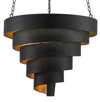 Currey and Company - 9000-0497 - Seven Light Pendant - Chiffonade Collection - Antique Black/Contemporary Gold Leaf