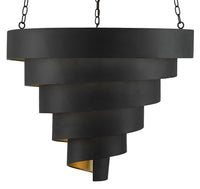 Currey and Company - 9000-0497 - Seven Light Pendant - Chiffonade Collection - Antique Black/Contemporary Gold Leaf
