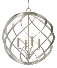 Currey and Company - 9000-0507 - Four Light Chandelier - Contemporary Silver Leaf