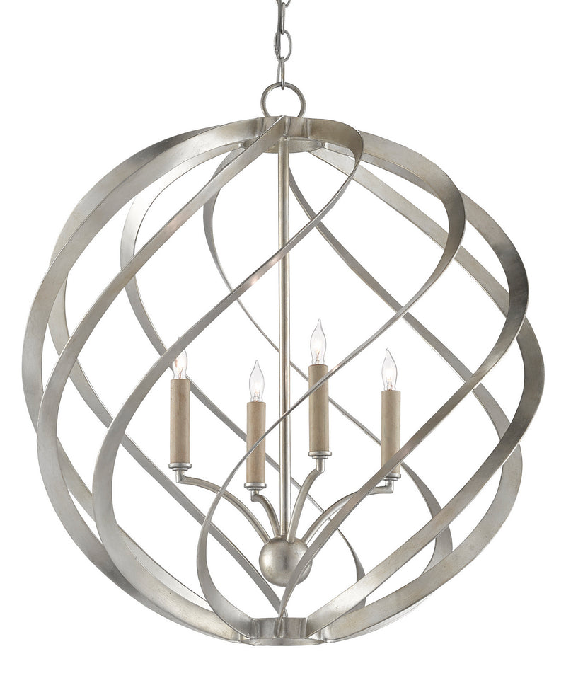 Currey and Company - 9000-0507 - Four Light Chandelier - Contemporary Silver Leaf