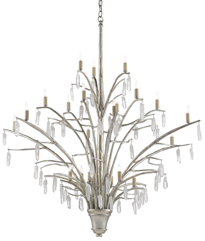 Currey and Company 21 Light Chandelier from the Raux collection in Contemporary Silver Leaf/Natural finish