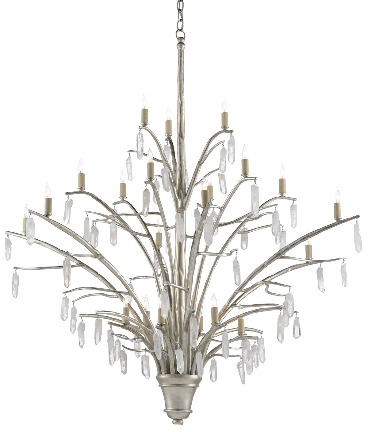 Currey and Company - 9000-0508 - 21 Light Chandelier - Raux Collection - Contemporary Silver Leaf/Natural