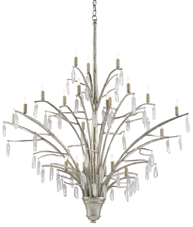 Currey and Company - 9000-0508 - 21 Light Chandelier - Raux Collection - Contemporary Silver Leaf/Natural