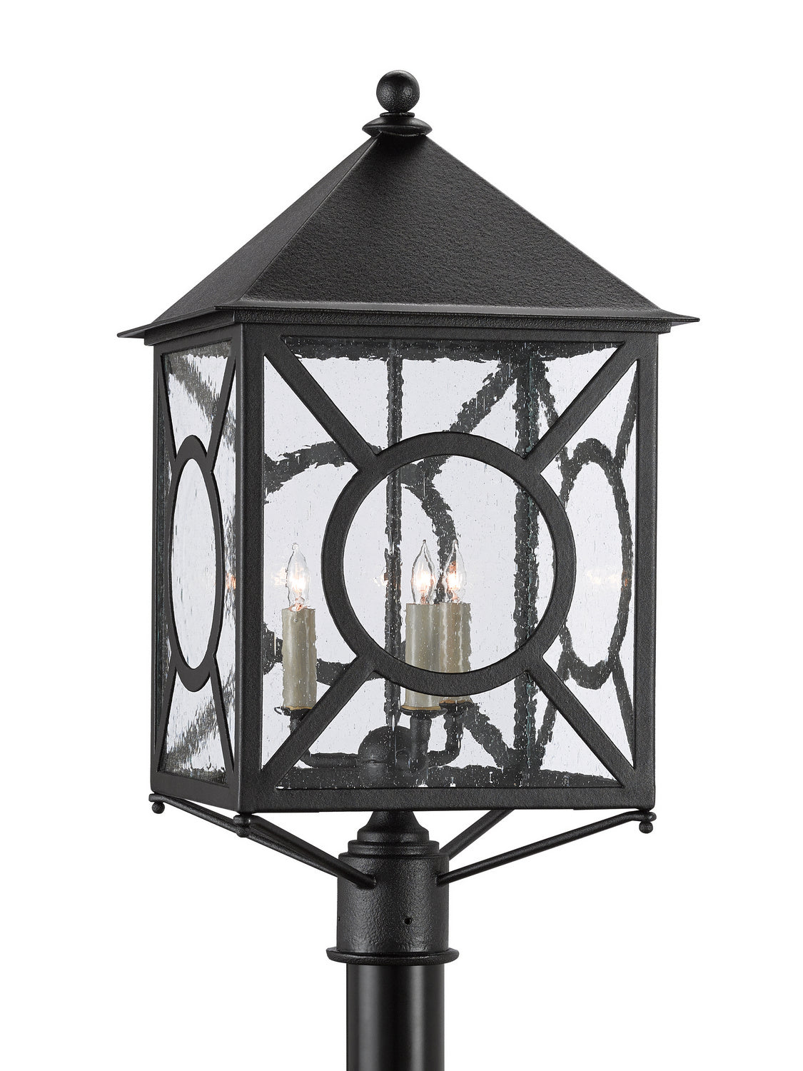 Currey and Company Three Light Post Mount from the Ripley collection in Midnight finish