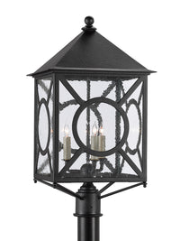 Currey and Company Three Light Post Mount from the Ripley collection in Midnight finish