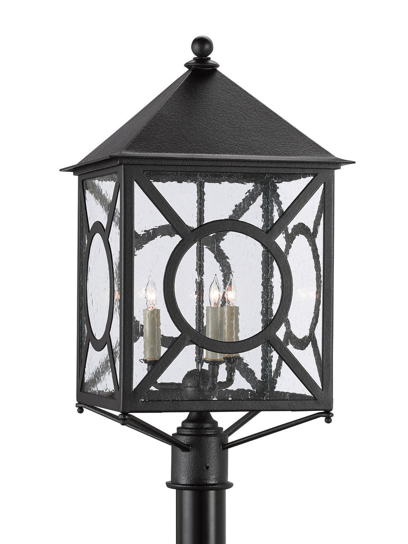 Currey and Company Three Light Post Mount from the Ripley collection in Midnight finish