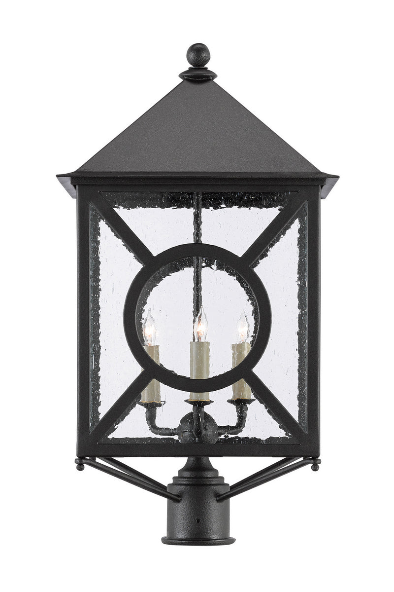 Currey and Company Three Light Post Mount from the Ripley collection in Midnight finish