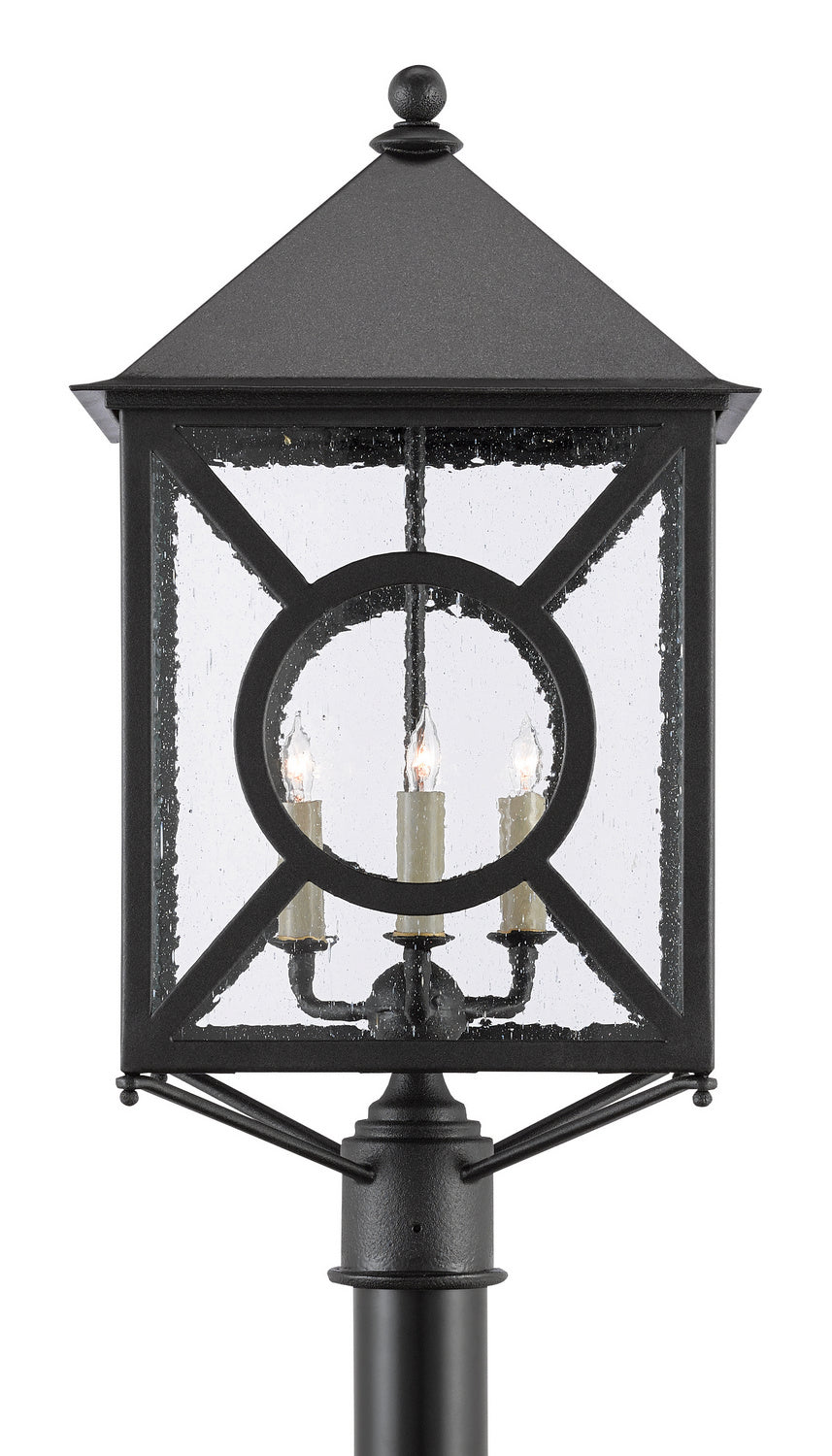Currey and Company Three Light Post Mount from the Ripley collection in Midnight finish