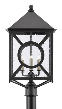 Currey and Company Three Light Post Mount from the Ripley collection in Midnight finish